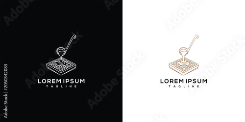 Waffle With Syrup Pouring Ladle Logo