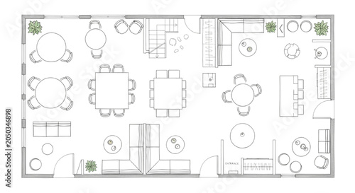Foto Comprehensive architectural CAD blueprint illustrating an interior design layout