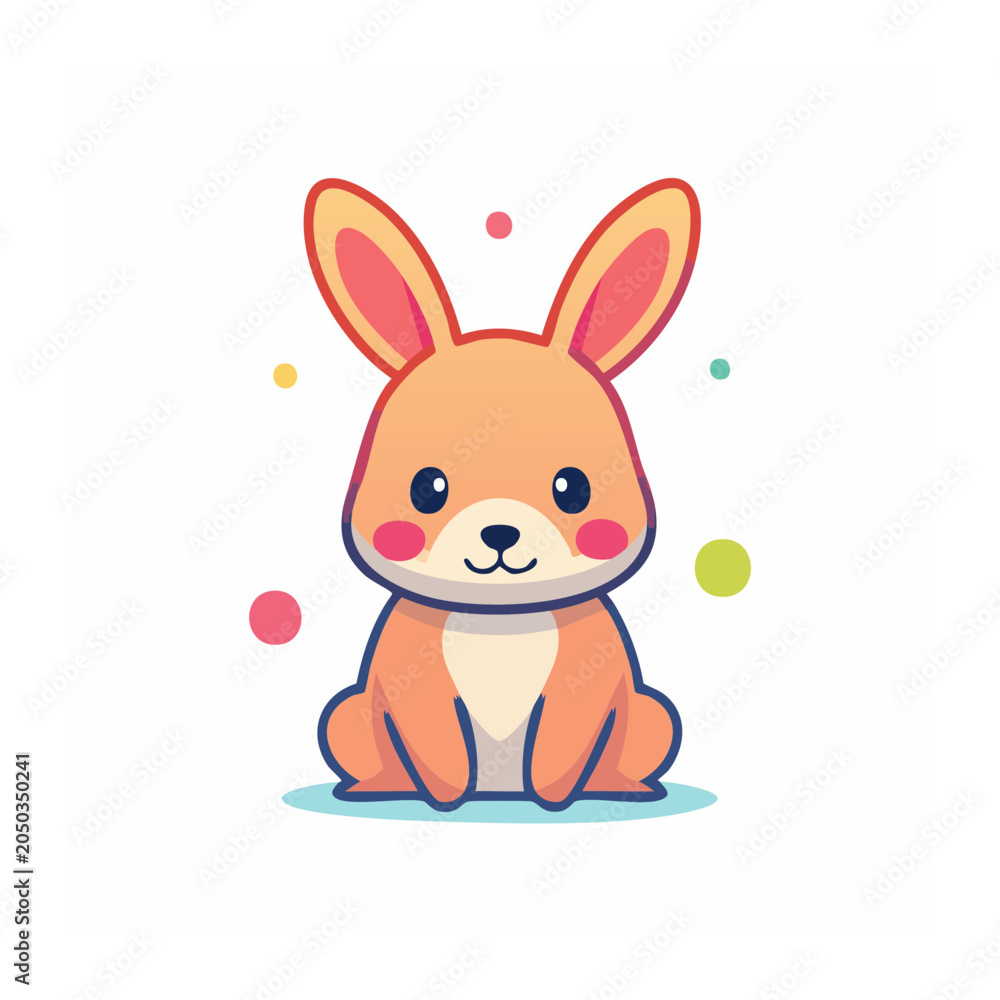 Obraz premium Cute cartoon rabbit illustration with colorful dots
