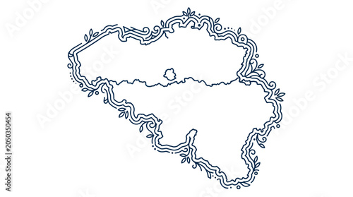 Foto Africa continent outline map border.