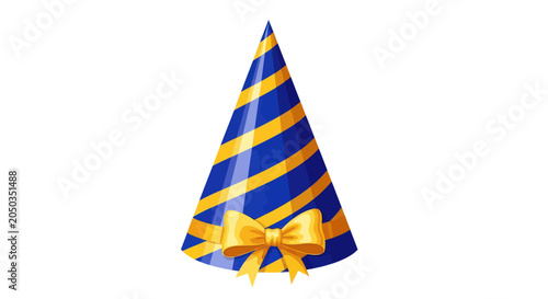 Canvas Print Blue and gold striped party hat.