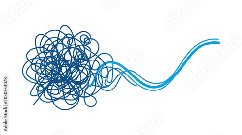 Foto Blue tangled wire or cable bundle.