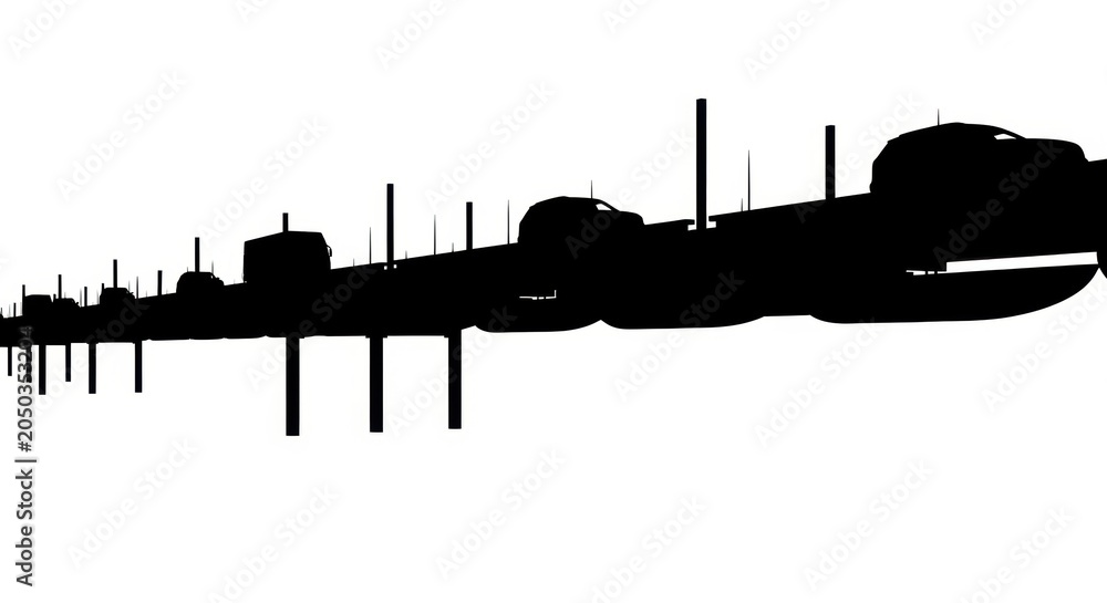 Obraz premium Silhouette of industrial factory facilities.