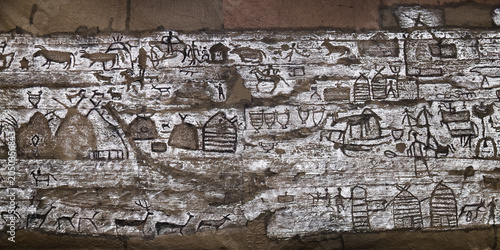 Foto Rock art of Khakassia. Petroglyphs. Estampage. Russia