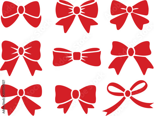 Billede på lærred bow ribbon silhouette set for design and craft projects