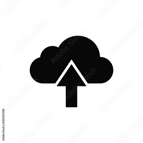 Simple black cloud icon with an upward arrow pointing up through it