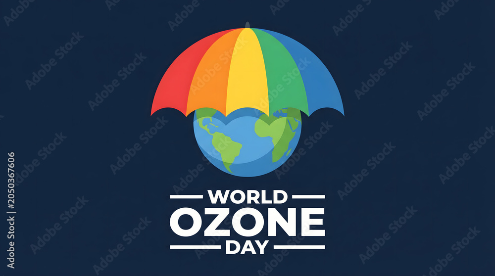 Fototapeta premium world ozone day, earth under colorful umbrella