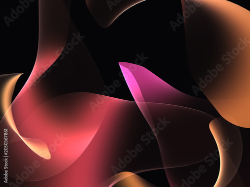 Abstract red fractal shape background with glowing lines