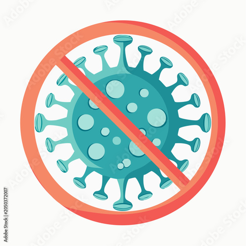 Stop virus symbol with teal coronavirus icon