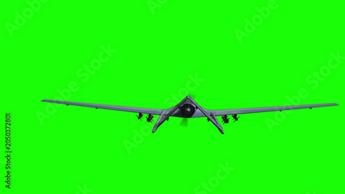 Drone in Flight . Green screen isolate. 3d rendering.