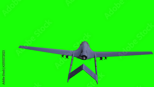 Drone in Flight . Green screen isolate. 3d rendering.