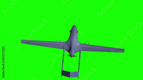 Drone in Flight . Green screen isolate. 3d rendering.