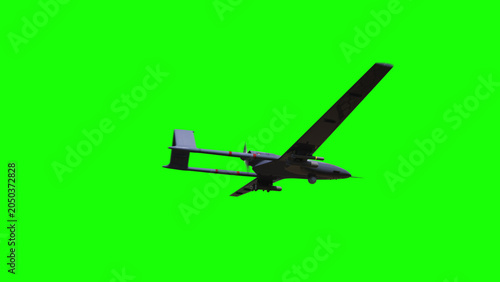 Drone in Flight . Green screen isolate. 3d rendering.