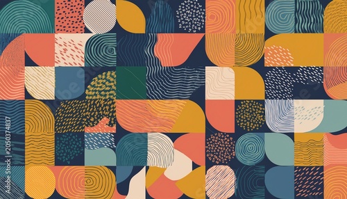 Motif Abstrait Geometrique Colore Avec Des Formes Organiques Et Des Textures Vecteur De Design Moderne