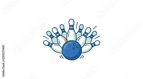 Foto Bowling Ball Striking Pins Illustration