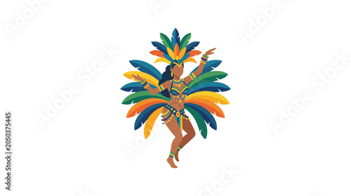 Obraz na płótnie Brazilian Carnival Dancer in Colorful Feather Costume