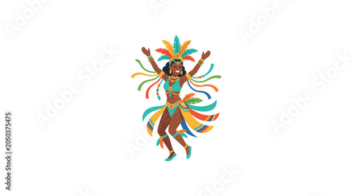 Bild auf Leinwand Brazilian Carnival Dancer in Colorful Traditional Costume
