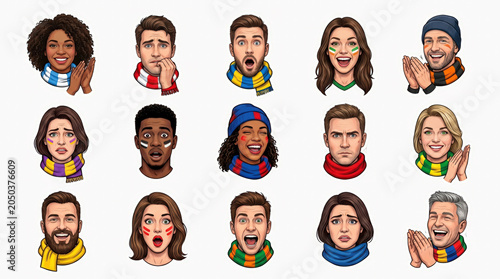 Set of 16 diverse cartoon characters