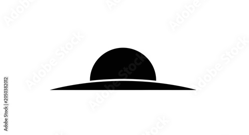 Bild auf Leinwand Sun hat silhouette depicts a wide-brimmed accessory synonymous with summer vacations, beach relaxation, and protection from UV rays