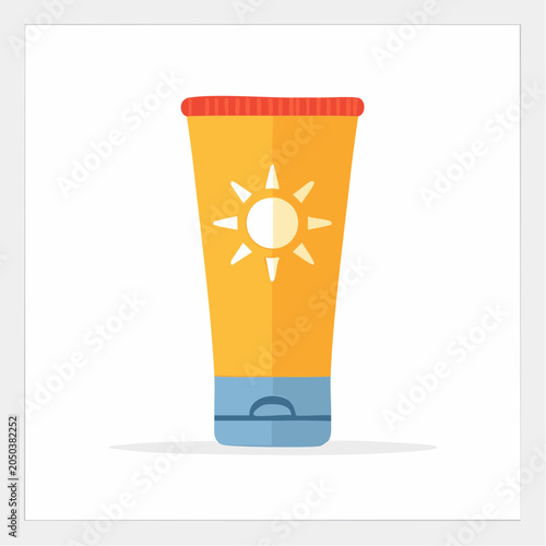Sunscreen tube with sun icon