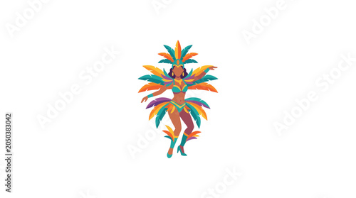 Konstfotografi Brazilian Samba Dancer in Colorful Feather Costume