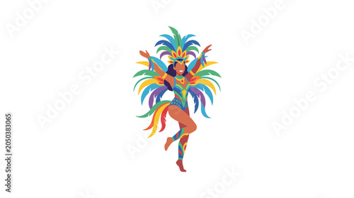 Foto Brazilian Samba Dancer in Colorful Feather Costume