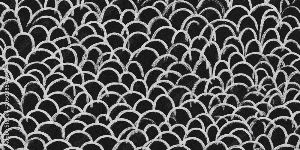 Obraz premium Scale pattern illustration monochrome texture with overlapping curved shapes