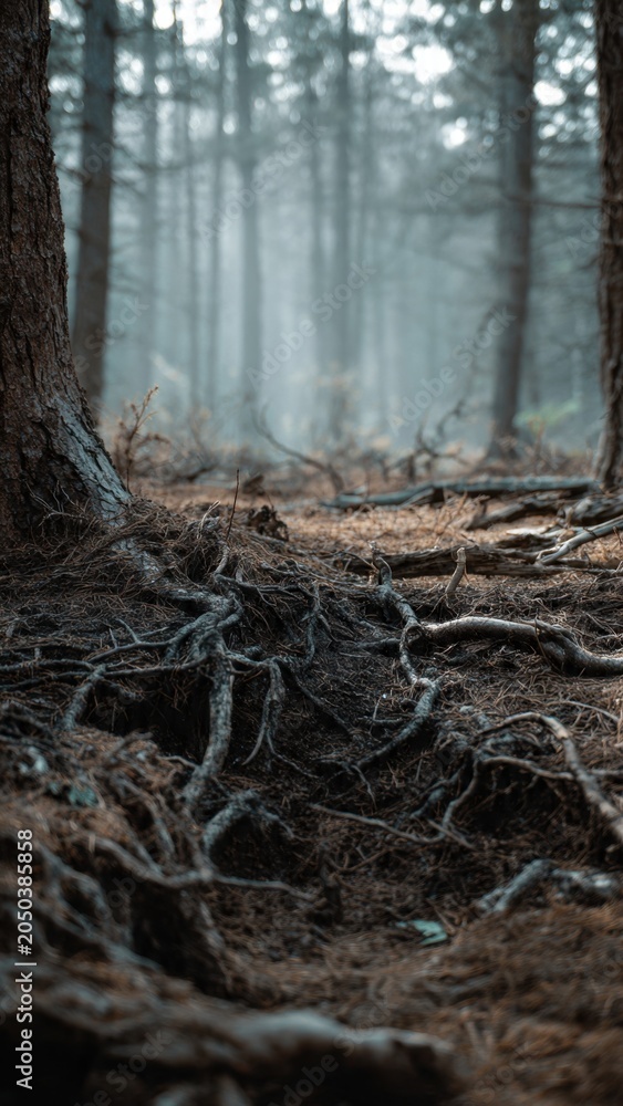 Fototapeta premium Forest Floor Roots and Tree Trunks