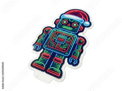 Cyborg Robot Soldier with Mobile Phone Vector Illustration Isolated on White Background