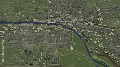 3D looped animation of city - Grand Rapids Michigan, USA