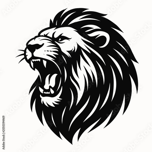 Картината върху платно Simple silhouette vector illustration of a roaring lion in bold clean style