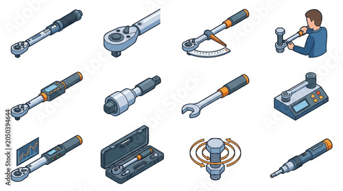 Konstfotografi Collection of various torque wrenches and tools for mechanics.