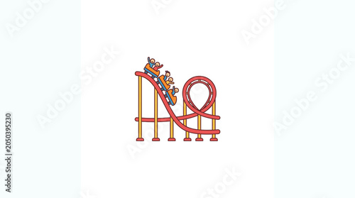 Bild auf Leinwand Cartoon Roller Coaster Ride Illustration