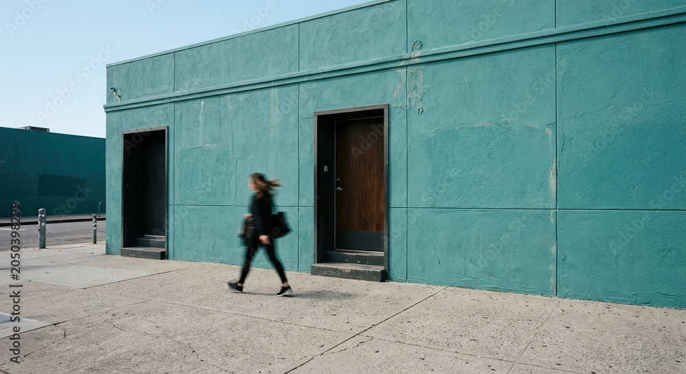 Fototapeta premium Vintage dark green building exterior wall