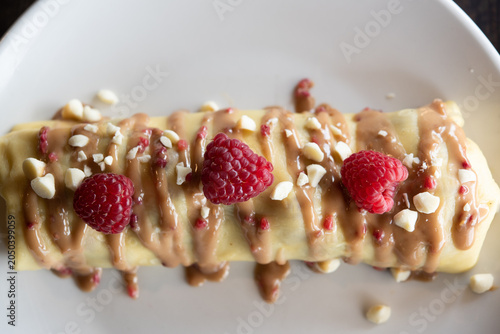 Raspberry White chocolate crepe 