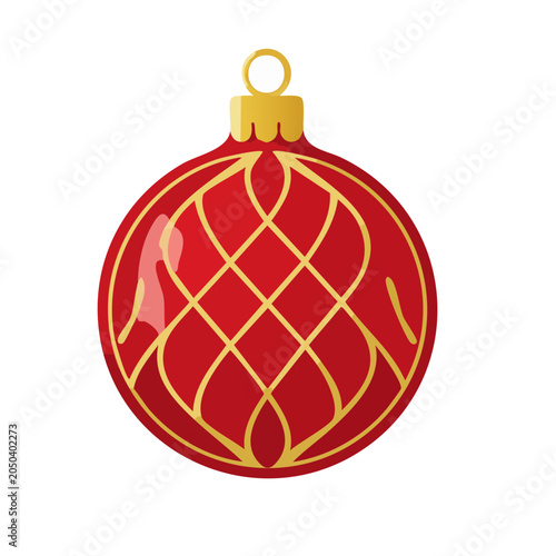 Red and gold Christmas ornament with intricate pattern