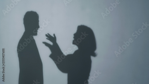 Cuadro en lienzo Silhouettes of a man and woman arguing
