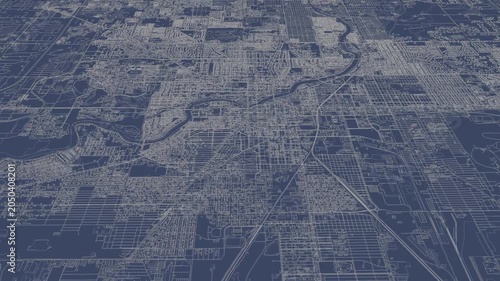 3D looped animation of city - South Bend Indiana, USA
