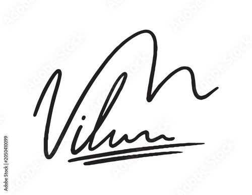 Fotografía Hand-drawn signature-style black line artwork on a white background, shown in a simple graphic style, representing identity and authenticity