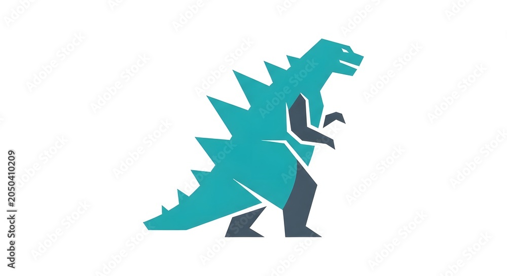Fototapeta premium Stylized vector illustration of a teal dinosaur with spikes