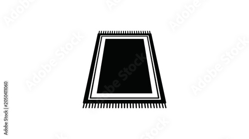 Foto Minimalist black and white prayer rug icon illustration.