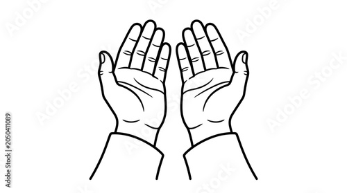 Photography Illustration of open hands in a prayer or supplication gesture.