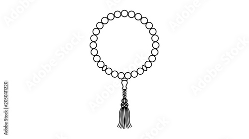 Photos Black and white illustration of Islamic prayer beads misbaha.