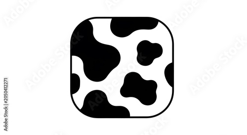 Black and White Cow Print Pattern Icon on White Background