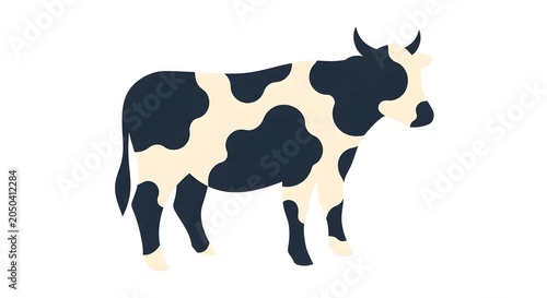 Minimalist black and white cow silhouette with abstract pattern