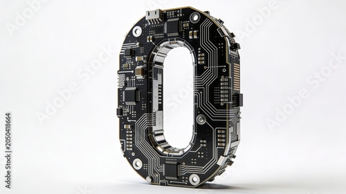 Number zero constructed from a black electronic circuit board