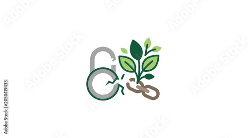 Photos Eco Friendly Symbol with Broken Shackles and Growing Plant