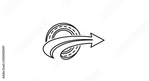 Canvas Print Abstract Arrow and Circular Road Path Logo Design Vector