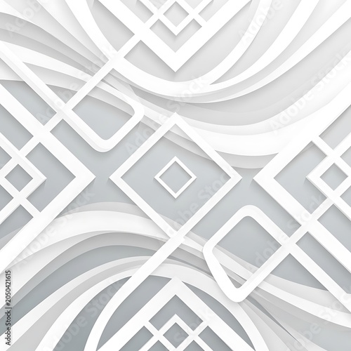 Abstract White Geometric Pattern with Subtle Gray Shades and Lines.