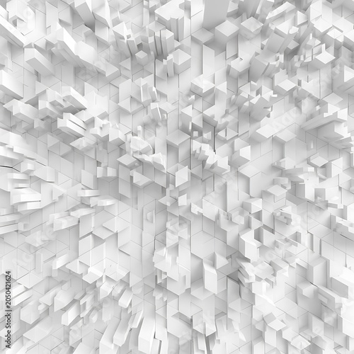 Abstract White Geometric Landscape with Depth of Field.
